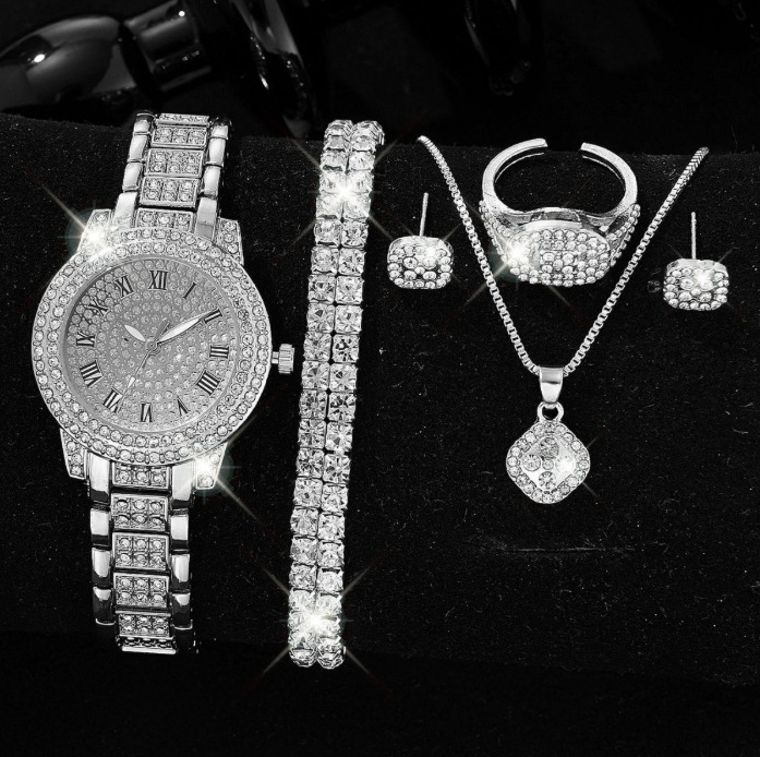 Ladies' High-end Watch With Diamond Studded Full Diamond Steel Linked List - Image 4