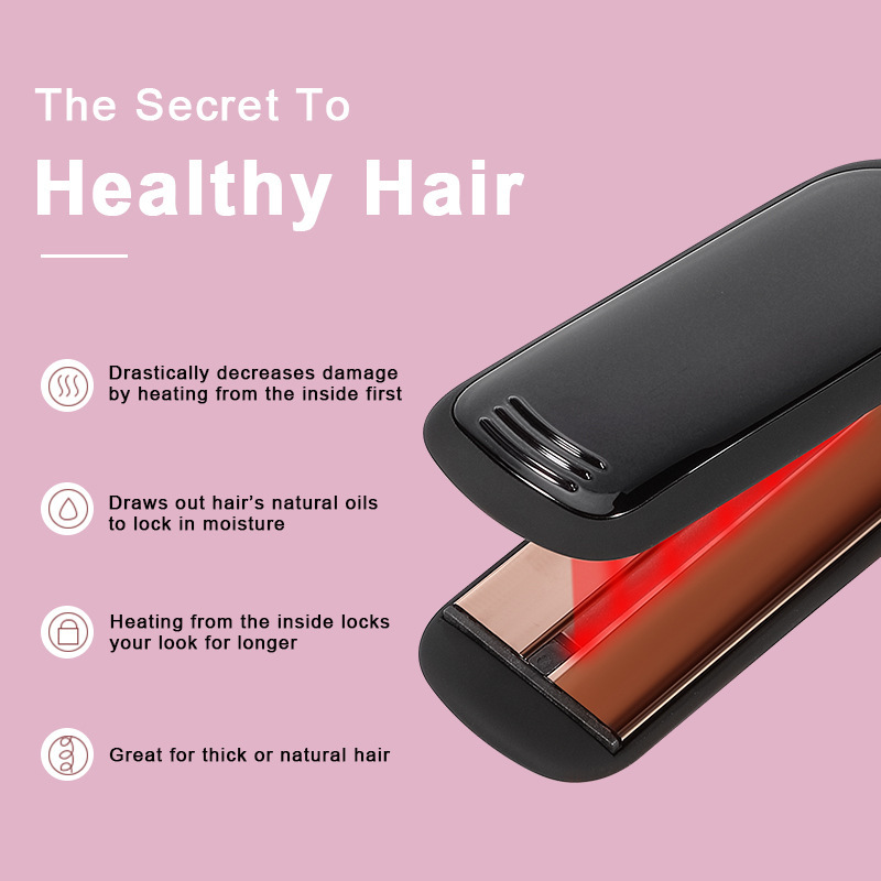 Cross-Border Exclusively For Lcd Display Infrared Hair Care Straightener Black Wide Plate Hair Straightener - Image 3