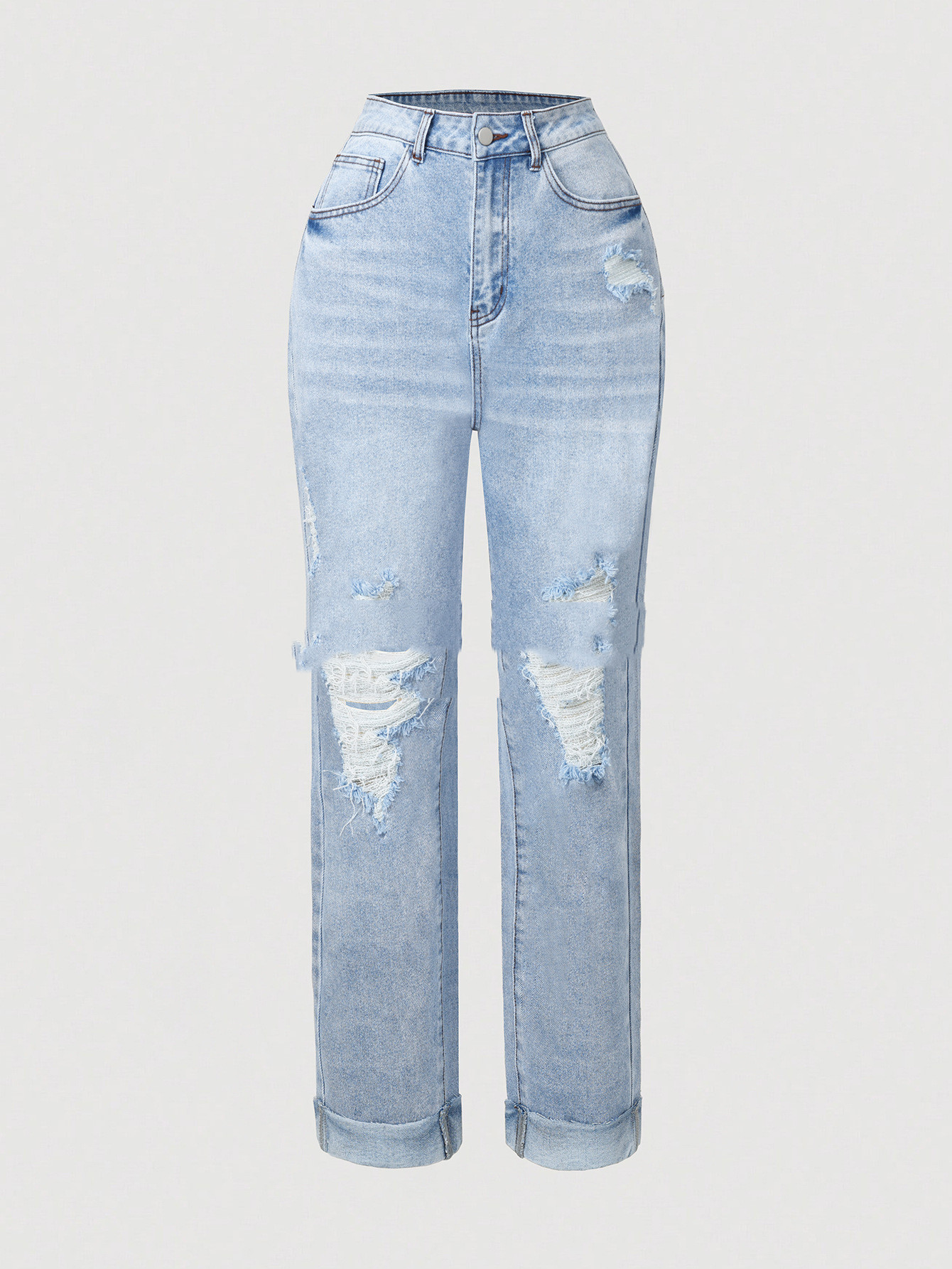 Fashionable Trendy Ripped Jeans Casual High-waisted Style - Image 3