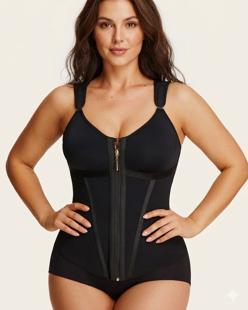 Double-Layer Tummy Control Waist Shaper Girdle With Bra - Image 5