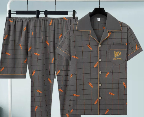 Pure Cotton Three-Piece Pajama Set For Men - Image 7