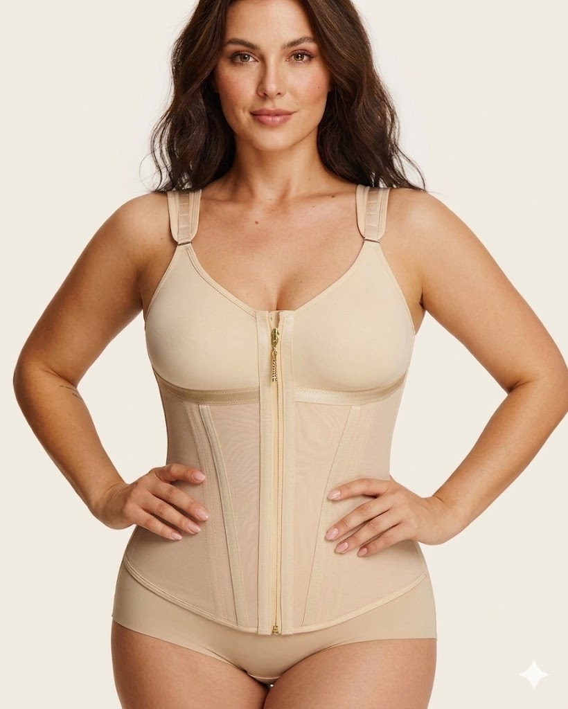 Double-Layer Tummy Control Waist Shaper Girdle With Bra - Image 6