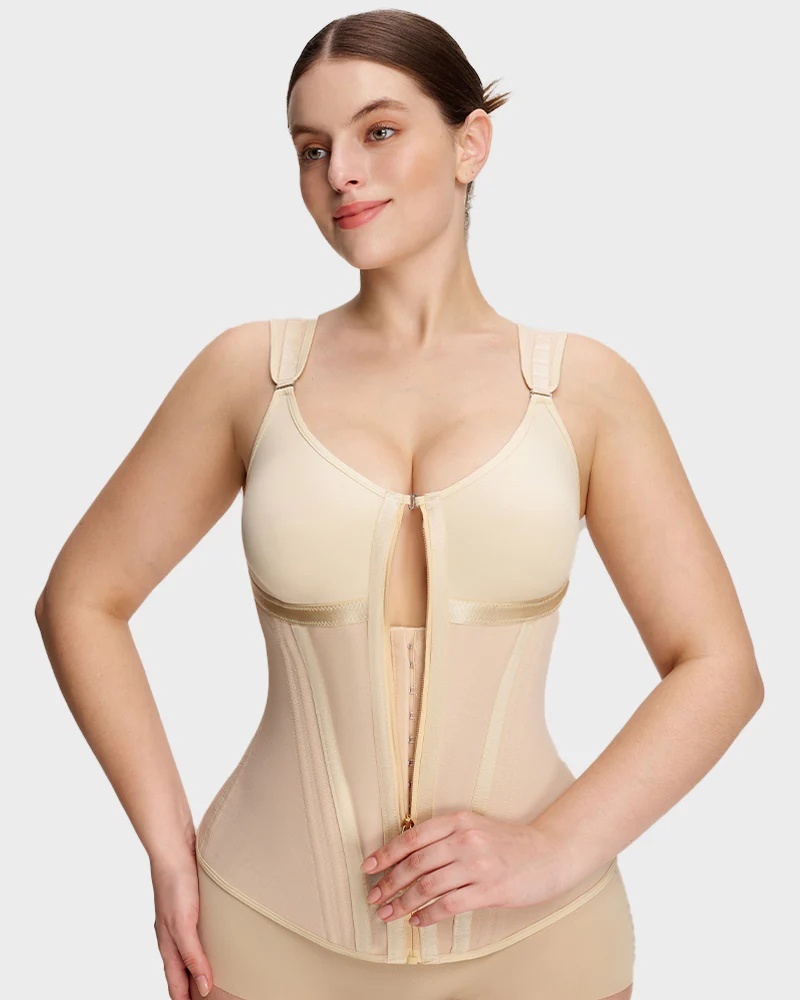 Double-Layer Tummy Control Waist Shaper Girdle With Bra - Image 2