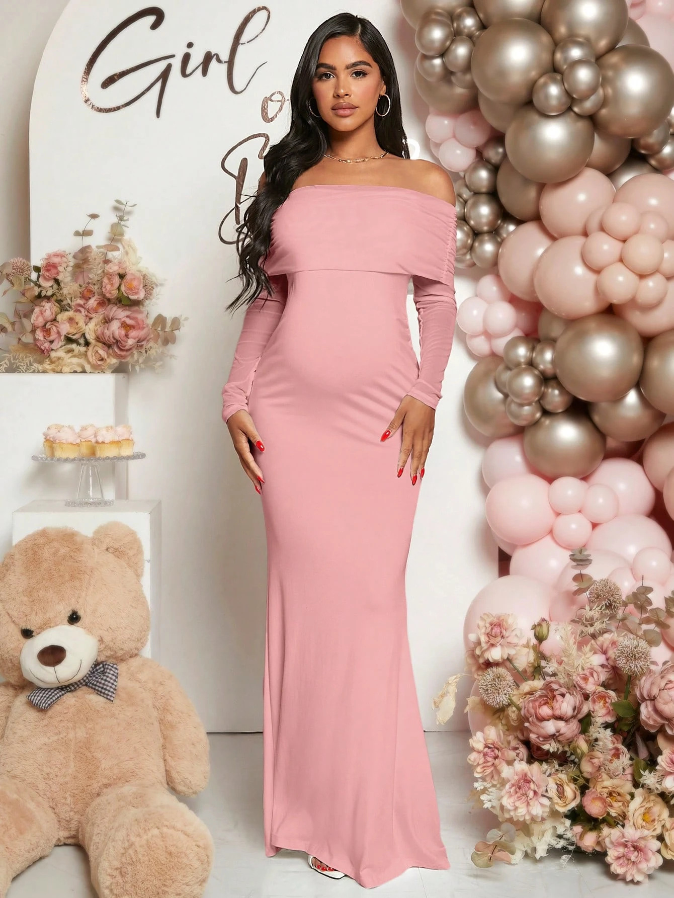 Off-shoulder Mermaid Long-sleeve Dress For Women - Image 3