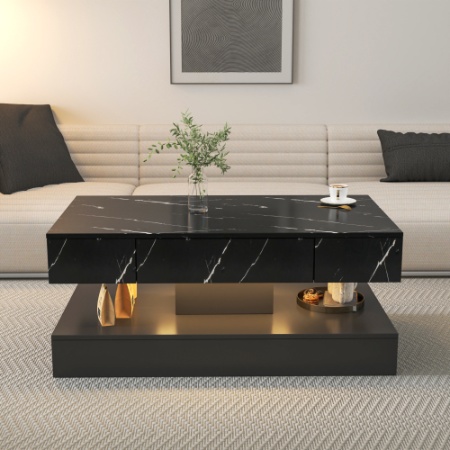 6.93IN High LED Coffee Table,Modern Coffee Table For Living Room,Living Room Tables,Large Living Room Furniture,LED Lights - Image 6