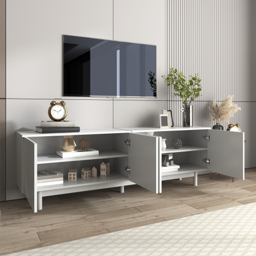 Modern Black TV Cabinet 175 X 38 X 56 Cm, Adjustable Shelves, Lightweight Lowboard TV Furniture In Luxury Style - Image 7