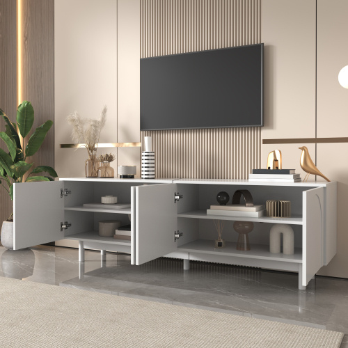 Modern Black TV Cabinet 175 X 38 X 56 Cm, Adjustable Shelves, Lightweight Lowboard TV Furniture In Luxury Style - Image 5