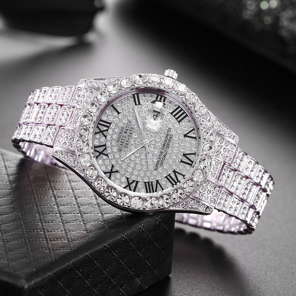 Roman Numeral Dial Steel Band Quartz Watch - Image 3