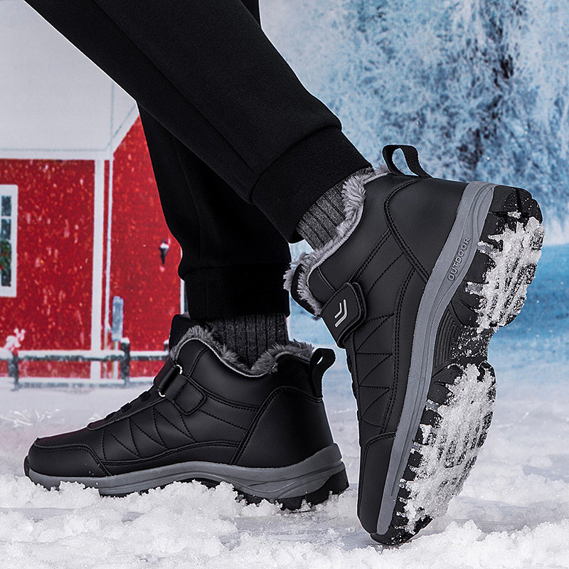 Men's High-top Travel Fleece-lined Warm Hiking Shoes - Image 2