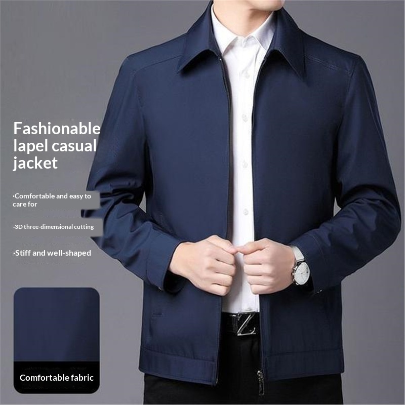Turn-down Collar Dad-style Button-up Casual Summer Jacket - Image 6