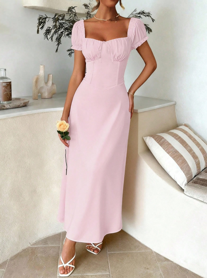 Womens Solid Color Fashionable Bandage Style Loose Dress - Image 2