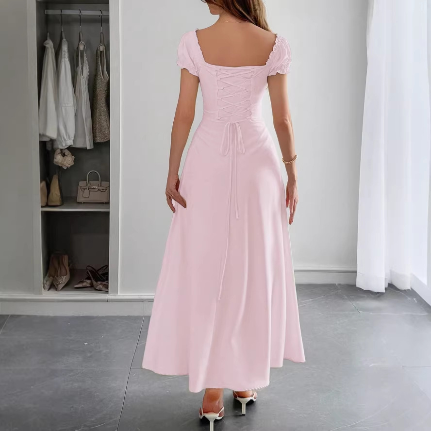 Womens Solid Color Fashionable Bandage Style Loose Dress - Image 3