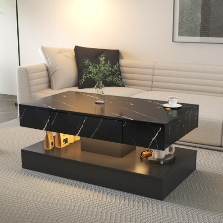 6.93IN High LED Coffee Table,Modern Coffee Table For Living Room,Living Room Tables,Large Living Room Furniture,LED Lights - Image 2