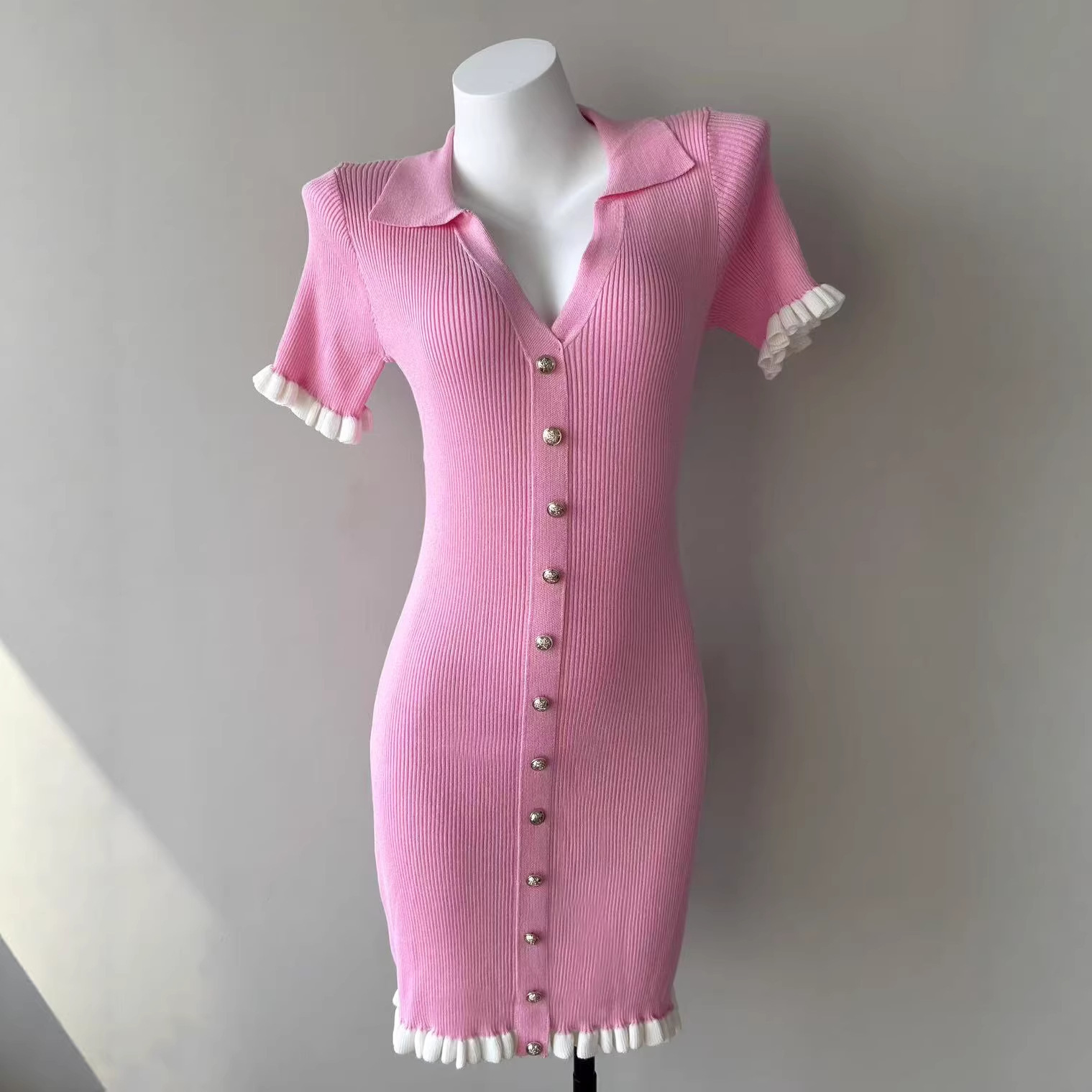 Womens French-style High-waisted Cropped Slim-fit Dress - Image 8