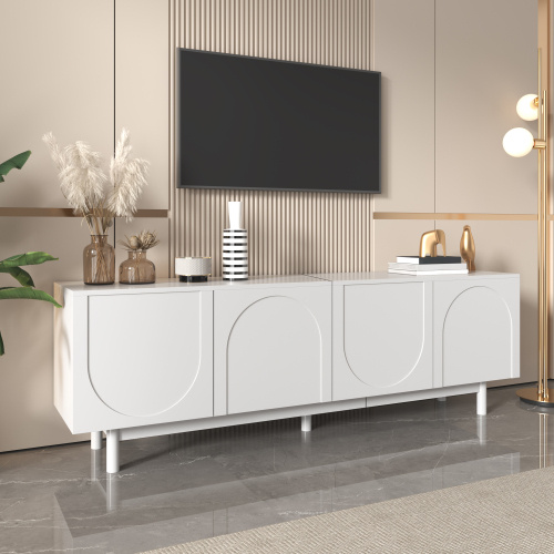 Modern Black TV Cabinet 175 X 38 X 56 Cm, Adjustable Shelves, Lightweight Lowboard TV Furniture In Luxury Style - Image 6