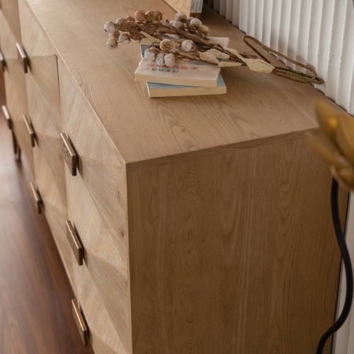 9 Drawers Dresser, Modern Dressers & Chests Of Drawers, TV Stand,Light Wood Dresser For Bedroom,Living Room,Hallway - Image 5