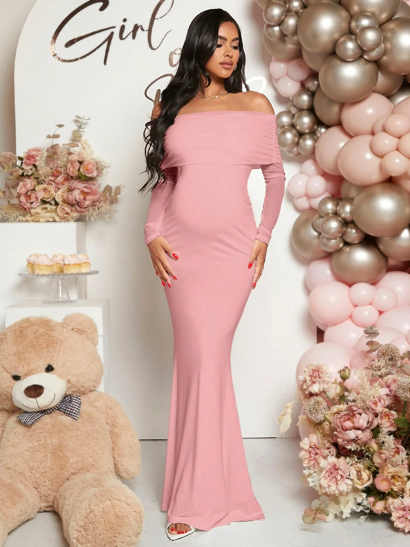 Off-shoulder Mermaid Long-sleeve Dress For Women - Image 4