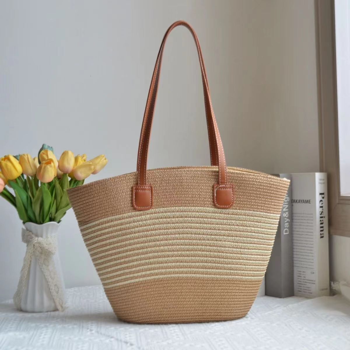 All-matching Straw Mori Style Woven Bag Ins - Image 3