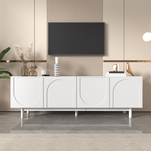 Modern Black TV Cabinet 175 X 38 X 56 Cm, Adjustable Shelves, Lightweight Lowboard TV Furniture In Luxury Style - Image 2