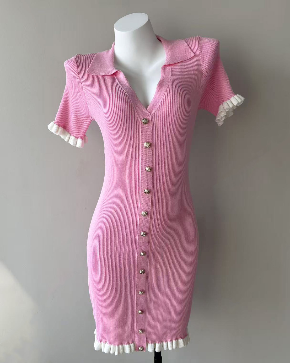 Womens French-style High-waisted Cropped Slim-fit Dress - Image 5